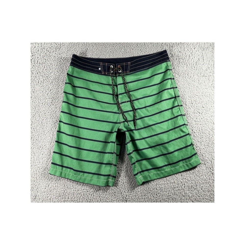 Sperry Board Shorts Men 34 Green Striped Swim Trunks‎ Beach Coastal Vacation